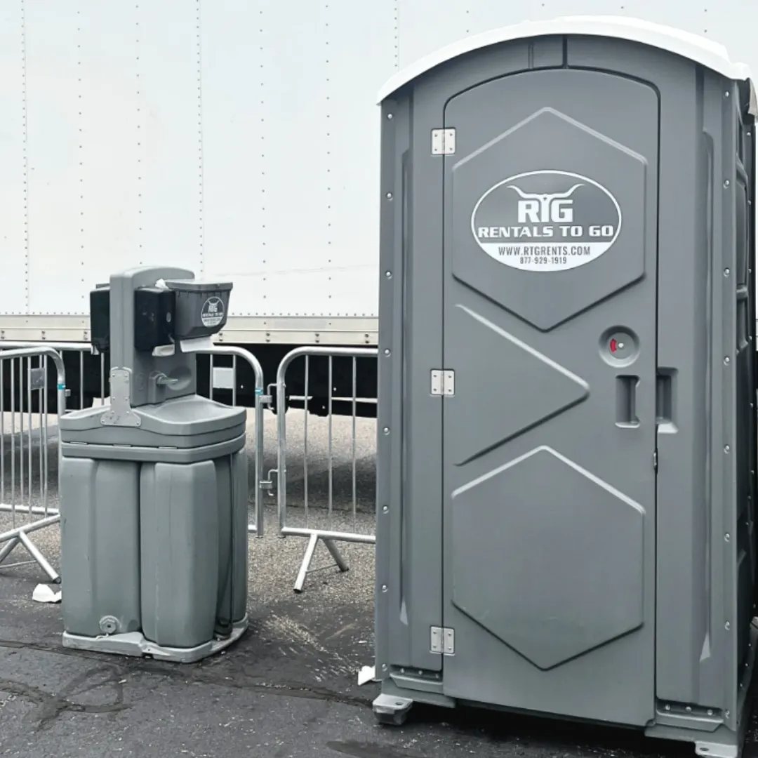 Portable restroom at a residential job site